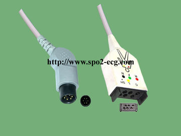 China Stamm-Kabel LÄRM Sicherheits-ECG 9 Fuß/einteiliges ECG-Kabel mit Verschluss und Klipp fournisseur