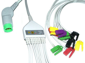China Graue medizinische EKG Maschinen-Kabel-einteilige Runde 12 6-12-monatige Garantie Pin fournisseur